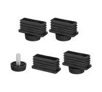 QUARKZMAN 4 Pcs Pied de Meuble Réglable, 20x50mm Pieds de Nivellement en Plastique, Tube Rectangulaire à Insérer, Niveleurs à Visser Trou d'ajustement 20mm pour Table et Chaise, Noir