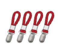 QUARKZMAN 4 Pcs Pinces À Torchon Avec Anneau En Coton Pour Accrochage, 4.3 Inch Crochets À Torchon En Métal Multifonctionnels Pour Maison Cuisine Salle De Bain, Rouge