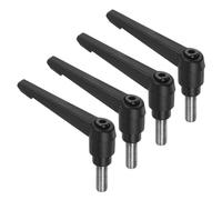 QUARKZMAN 4 Pcs Poignées à Levier de Serrage, Filetage Mâle En Acier Inoxydable 304 M10 X 25 mm, Poignées Réglables à Verrouillage Rapide Avec Bouton-Poussoir à Cliquet, Noir