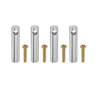 QUARKZMAN 4 Pcs Poteaux Métalliques Argentés Pour Meubles, 2 X 0.4" Connecteurs En Acier Inoxydable Pour Barres De Galerie Pour Étagères, Chariots, Vitrines (Connexion Passante)