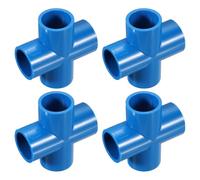 QUARKZMAN 4 Pcs Raccord PVC, Croix 4 Voies PVC 1" 0.8" Raccords PVC Coude PVC Raccords De Tuyaux PVC Raccordement PVC Connecteur d'angle pour Meubles PVC Jardin DIY, Bleu