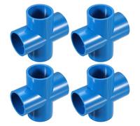 QUARKZMAN 4 Pcs Raccord PVC, Croix 4 Voies PVC 1 1/4" 1.3" Raccords PVC Coude PVC Raccords De Tuyaux PVC Raccord PVC Connecteur d'angle pour Meubles PVC Jardin DIY, Bleu