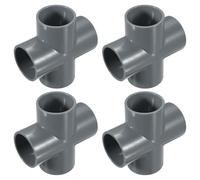 QUARKZMAN 4 Pcs Raccord PVC, Croix 4 Voies PVC 1.5" 1.6" Raccords PVC Coude PVC Raccords De Tuyaux PVC Raccord PVC Connecteur De Coin pour Meubles PVC Jardin DIY, Gris