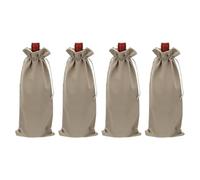 QUARKZMAN 4 Pcs Sacs Cadeau pour Bouteilles De Vin avec Cordons, Sacs De Vin en Velours Réutilisables Couvertures pour Bouteilles De Liquide pour Mariage Anniversaire Fête, Gris