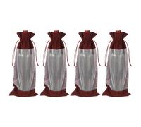 QUARKZMAN 4 Pcs Sacs Cadeau pour Bouteilles De Vin avec Cordons, Sacs De Vin en Velours Transparent Réutilisables, Housses pour Bouteilles d'alcool pour Mariage Anniversaire Fête, Bourgogne