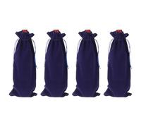QUARKZMAN 4 Pcs Sacs Cadeaux pour Bouteilles De Vin avec Cordons, Sacs De Vin en Velours Réutilisables Housses pour Bouteilles d'alcool pour Mariage Anniversaire Fête, Bleu