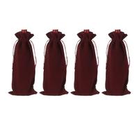 QUARKZMAN 4 Pcs Sacs Cadeaux pour Bouteilles De Vin avec Cordons, Sacs De Vin en Velours Réutilisables Couvertures pour Bouteilles d'alcool pour Mariage Anniversaire Fête, Bourgogne