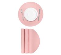 QUARKZMAN 4 Pcs Sets de Table en Similicuir pour Table de Dîner, Faux Cuir Rond Résistants à la Chaleur, Imperméables et Résistants à l'huile, Napperons de Cuisine (Rose)