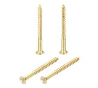 QUARKZMAN 4 Pcs Vis En Laiton, M5 x 50mm Ronde et Convexe À Fente Pleine Auto-Taraudeuse Pour Réparation Meubles Cadres Photo Cloisons Séche Appareils Ménagers, Or