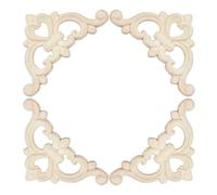 QUARKZMAN 4 Pièces Appliques d'angle 6 x 6 cm | en bois sculpté fleur, bois massif non peint, motif cœur, pour meubles armoire porte placard