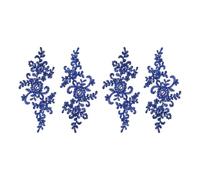 QUARKZMAN 4 Pièces Appliques Dentelle Fleur 3D Broderie Dentelle Patch Couture Addition Décorations Pour Robe De Mariée Vêtements DIY Artisanat Accessoires Décoration, Bleu Saphir (23cm)