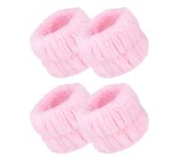 QUARKZMAN 4 Pièces Bracelets de Lavage Visage en Microfibre Rose | Bandes et serviettes de poignet absorbantes, anti-coulure pour femmes soins spa et soins de la peau
