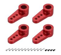 QUARKZMAN 4 Pièces Corne Servo en Aluminium 15T Corne Servo Direction Bras Court 17,5mm Longueur Rouge Convient pour DIY Voiture/Bateau/Avions Modèle Bateau Accessoires avec Vis