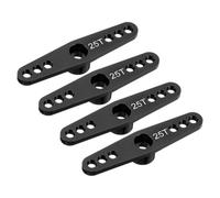 QUARKZMAN 4 Pièces Corne Servo en Aluminium 25T Double Bras Direction 47mm Longueur Noir Convient pour Voiture/Bateau/Avions DIY Modèle Bateau Accessoires