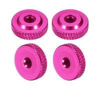 QUARKZMAN 4 Pièces Écrous À Oreilles Moletés, M4 x 14 mm x 5 mm Femelle Épaulement Aluminium Plat Trou Traversant Verrouillage Réglage Poignée Bouton Fixations, Rouge Pêche