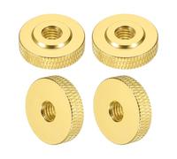 QUARKZMAN 4 Pièces Écrous Moletés À Serrer À Main, M6 x 20 mm x 6 mm Femelle Épaulement Aluminium Plat Trou Traversant Verrou Ajustage Poignée Bouton Fixations pour Pièces, DIY, Jaune