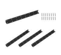 QUARKZMAN 4 Pièces Équerres d'Angle 375x25x25mm Acier Inoxydable | Forme en L, avec Vis, pour Bois, pour Fixer, Réparer, Assembler Meubles, Étagères, Armoires, Noir