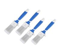 QUARKZMAN 4 Pinceaux De 1.5", Longueur 8.9", Angle PET Poils Synthétiques Avec Manche En Bois, Pinceau Sans Écaillage Pour Peinture Latex Huile Intérieur Extérieur, Gris/Blanc