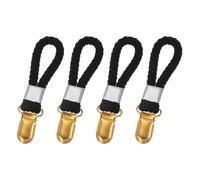 QUARKZMAN 4 Pinces À Serviette Avec Anneau En Coton Pour suspendu, 3.5 Inch Crochets Métalliques Multifonctions Pour Serviettes De Cuisine, Salle De Bain, Maison, Noir