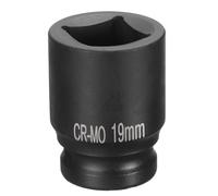 QUARKZMAN 4 Pointe Douille Carrée 1/2" Drive 19mm Douille à Choc Carrée Métrique CR-MO Douilles de Roue Standard Noircissantes Outil de Douille Pneumatique pour Réparation Automobile