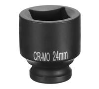 QUARKZMAN 4 Pointe Douille Carrée 1/2" Drive 24mm Douille à Choc Carrée Métrique CR-MO Douilles de Roue Standard Noircissantes Outil de Douille Pneumatique pour Réparation Automobile