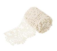 QUARKZMAN 4 Pouce Large 5 Yard Motif Floral de Ruban de Dentelle Gris Clair Ruban de Garniture en Dentelle, Garniture en Dentelle de Soie de Lait pour Fabrication de Couture, Artisanat