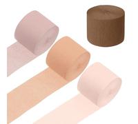 QUARKZMAN 4 rouleaux 328 pi guirlandes en papier crépon, décorations de mariage guirlandes pour fête de mariage Saint-Valentin festival fond décoratif, beige, rose clair, brun clair, marron