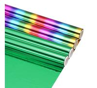 QUARKZMAN 4 Rouleaux De Feuille De Transfert Métallisé Laser À Chauffage Par Estampage À Chaud Vert/Multicolore, Pour Stylos À Feuille Métallisée Pour, Cartes Artisanales, 6" L x 10 Pi L