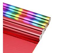 QUARKZMAN 4 Rouleaux De Feuille De Transfert Métallisée Laser À Chaud Colorée Rouge/Arc-En-Ciel, À Utiliser Avec Stylos À Foil Chaud Pour Décorations DIY Cartes Artisanales, 6" L x 10 P L