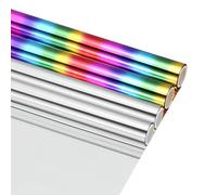 QUARKZMAN 4 Rouleaux De Feuille Métallisée Argentée/Colorée À Transfert Thermique Activé Par Chaleur Pour Laser Étincelant, À Utiliser Avec Stylos À Dorure, 6" L x 10 Pi L