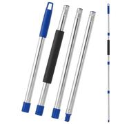 QUARKZMAN 4 Sections Manche De Remplacement Pour Serpillière Bleu | À Essorage, 76 À 148cm, Tige De Remplacement À Joint Visé Avec Poignée En Mousse Pour Nettoyage De Sol Plafond Mur