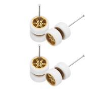 QUARKZMAN 4 Set 1/64 Roues Et Pneus Set, Real Riders Jantes Comprend Axes pour RC Diecast Car DIY Model, Blanc avec Jantes 5 Branches Or