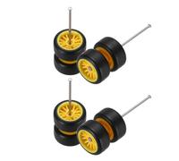 QUARKZMAN 4 Set 1/64 Roues Et Pneus Set, Real Riders Jantes Comprend Axes pour RC Diecast Voiture DIY Modèle, Branch Yellow Black Jantes