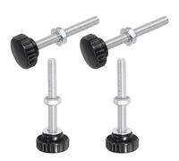 QUARKZMAN 4 Sets Poignées Moletées à Vis à Main avec Écrous et Rondelles, Filetage Mâle Métrique M8 x 80mm Tête Plastique 30mm, Tige en Acier Carbone Zingué Poignées, Noir