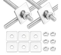 QUARKZMAN 4 Tiges Filetées Complètes M5x100mm, 304 Acier Inoxydable Tiges Filetées Barres Goujons Filetages à Droite Avec Écrous Rondelles Carrées Pour Ancrage Structurel Fixation Vis