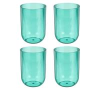 QUARKZMAN 4 Verres À Dents, 2.6 x 2.6 x 3.9 Goblet De Salle De Bain en Plastique Réutilisable pour Brossage Et Rinçage Pratique Cadeau, Bleu(Rond)