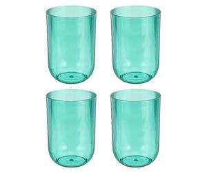 QUARKZMAN 4 Verres À Dents, 2.6 x 2.6 x 3.9 Goblet De Salle De Bain en Plastique Réutilisable pour Brossage Et Rinçage Pratique Cadeau, Bleu(Rond)
