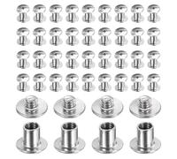 QUARKZMAN 40 Ensemble Chicago Screw M4x6mm 3mm Longueur Métal Phillips Clou Rivet Stud Boulons Rivets Liaison Post Vis pour DIY Ceinture Cuir Sac Artisanat Reliure, Argent