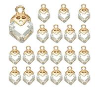 QUARKZMAN 40 Pcs Charm En Strass Zirconium Cubique Cristaux Carrés Pendants En Strass Fournitures Artisanales Pour Fabrication De Bijoux Bracelet Collier DIY, Blanc