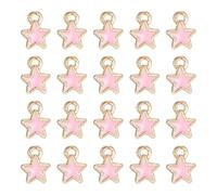 QUARKZMAN 40 Pcs Charme Étoile, Charme Plaqué Or pour la Fabrication d'Accessoires de Téléphone Portable DIY Porte-Clés, 6x8mm, Rose