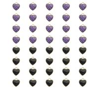 QUARKZMAN 40 Pcs Charmes Coeur Pailletés, Charmes Coeur Valentine Porte-Clés Alliage Pendants Amour Avec Colle larme Pailletés Pour Fabrication Bijoux Boucles D'oreilles DIY Collier Bracelet