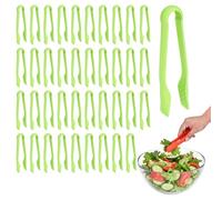 QUARKZMAN 40 Pcs Pinces À Toast, 8 Inch Pinces De Service De Cuisine Pinces À Pain Et À Salade Résistantes À La Chaleur Pour Outils De Cuisson, De Pâtisserie, De BBQ Et De Buffet, Vert