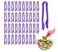 QUARKZMAN 40 Pcs Pinces À Toast, 8 Pouces Pinces De Service De Cuisine Pinces À Pain Pinces À Salade Résistantes À La Chaleur Pour Outils De Cuisson BBQ Buffet, Purple