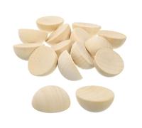 QUARKZMAN 40 Perles en Bois Demi-Sphère, 35mm Boules en Bois Naturelles Rondes Non Finies pour Bricolage, Ornements de Festival