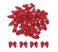 QUARKZMAN 40 Pièces Nœuds en Satin, Mini Noeud en Ruban, 2.5 × 2.5 cm Petits nœuds, Nœud en Ruban de Satin Auto-Adhésifs pour DIY Artisanat, Décoration de Mariage, Cartes, Cadeau, Rouge