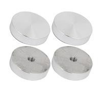 QUARKZMAN 40mm Aluminium Disque x 4pcs Circulaire Disques Matériel pour Porte Verre Table ou Chaise, [Argent Ton, Filetage M8 ]