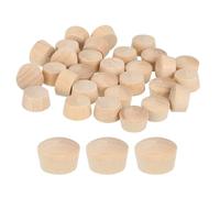 QUARKZMAN 40Pcs Bouchons à Bouton en Bois, 12,5mm Tête Plate Bouchons de Trou de Vis en Bois Dur, Capuchons en Bois, Bouchons pour Meubles, Travail du Bois, Artisanat (14mm x 12,5mm)