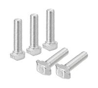 QUARKZMAN 40Pcs Boulons à Tête en Marteau, M5 x 20mm Boulon en T à Tête en Marteau pour Profilé en Aluminium à Rainure en T de la Série 2020, en Acier au Carbone Nickelé, Argent