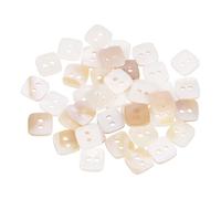 QUARKZMAN 40Pcs Boutons Naturels En Nacre, 2 Trous 10mm Carrés Boutons En Nacre Pour Shirt Coats Suits Jacket Jeans Skirts DIY Couture Artisanat, Blanc