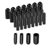 QUARKZMAN 40Pcs Embouts Ronds en Caoutchouc de 2mm, 3mm, 4mm, 6mm - Kit Assortiment de Protecteurs de Filetage de Vis en Vinyle Noir